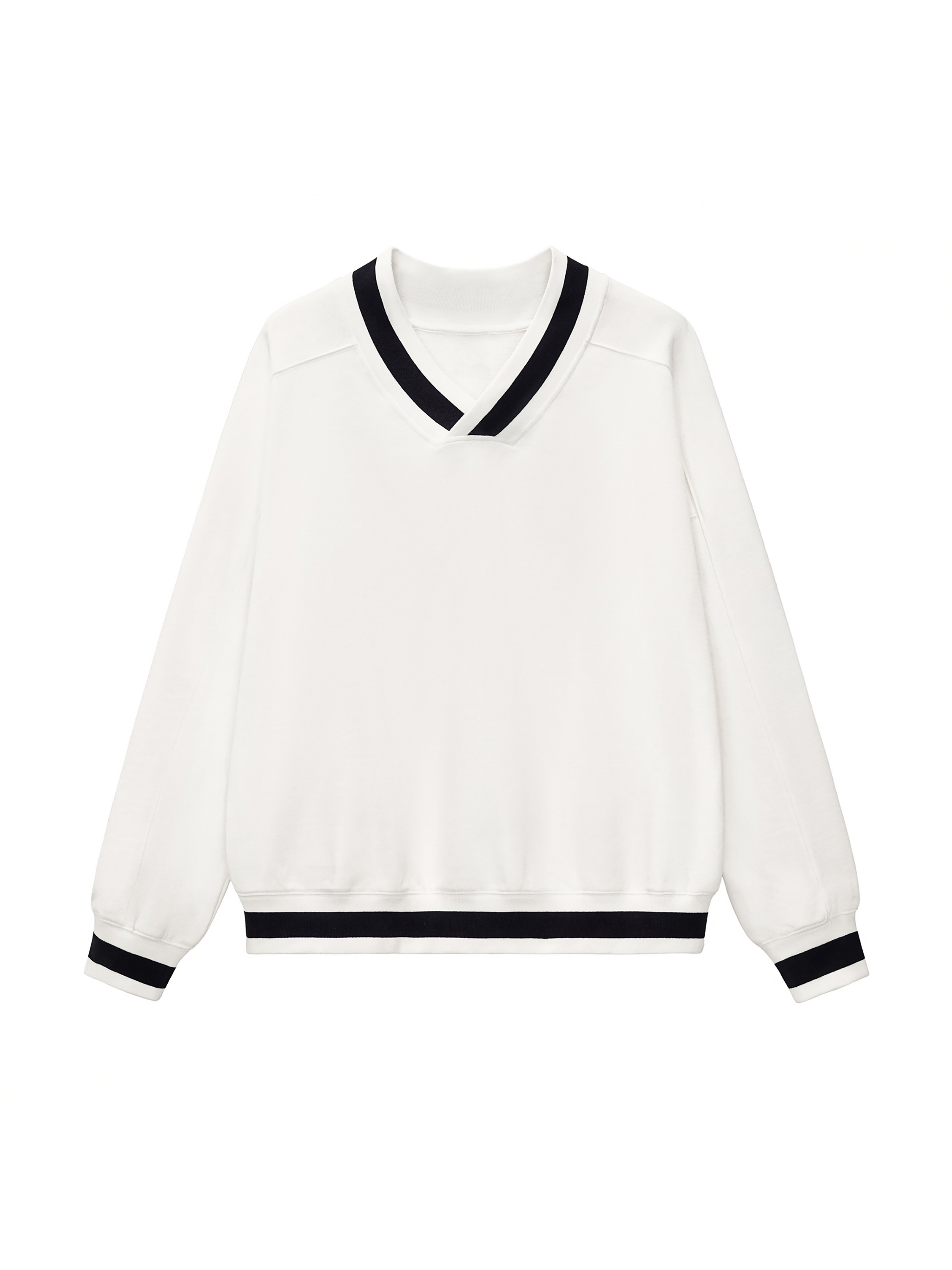 V-Neck Contrast Collar Boxy Sweatshirt #RW0020 | TAPSTITCH
